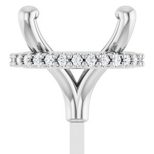 14K Witgoud 8.5 mm Rond .06 CTW Natuurlijke Diamant Semi-Gezet Zetkop met stift