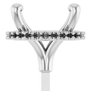 14K Witgoud 8.5 mm Rond 4-Prong Hidden Halo-stijl Zetkop met stift
