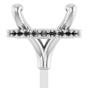 14K Witgoud 8 mm Rond 4-Prong Hidden Halo-stijl Zetkop met stift - Afbeelding 3