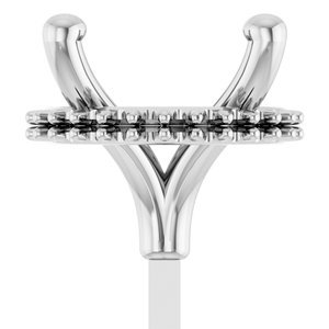 14K Witgoud 8 mm Rond 4-Prong Hidden Halo-stijl Zetkop met stift