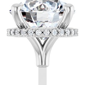 14K Witgoud 8 mm Rond 4-Prong Hidden Halo-stijl Zetkop met stift - Afbeelding 5