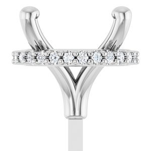 14K Witgoud 8 mm Rond .06 CTW Natuurlijke Diamant Semi-Gezet Zetkop met stift