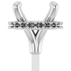 14K Witgoud 6 mm Rond 4-Prong Hidden Halo-stijl Zetkop met stift - Afbeelding 3