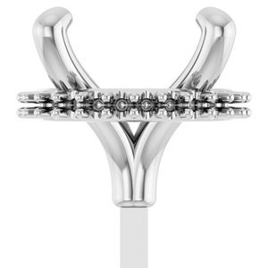 14K Witgoud 7.5 mm Rond 4-Prong Hidden Halo-stijl Zetkop met stift - Afbeelding 3