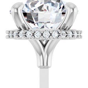 14K Witgoud 7.5 mm Rond 4-Prong Hidden Halo-stijl Zetkop met stift - Afbeelding 5