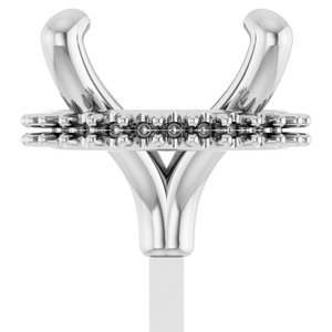 14K Witgoud 7.5 mm Rond 4-Prong Hidden Halo-stijl Zetkop met stift