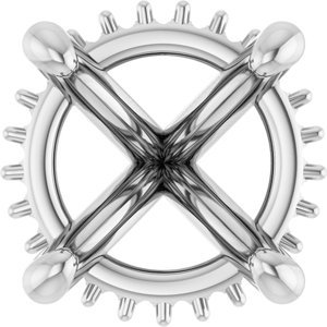 14K Witgoud 7.5 mm Rond 4-Prong Hidden Halo-stijl Zetkop met stift - Afbeelding 2