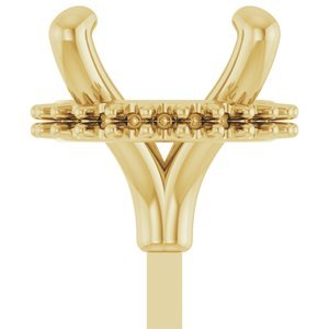 14K Geelgoud 6.5 mm Rond 4-Prong Hidden Halo-stijl Zetkop met stift