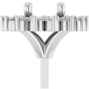 14K Witgoud 6 mm Rond 1/4 CTW Natuurlijke Diamant  Semi-Gezet Zetkop met stift