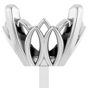 14K Witgoud 9x7 mm Ovaal 4-Prong Zetkop met stift