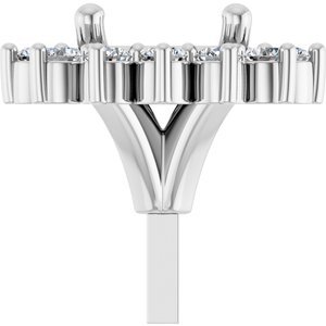 14K Witgoud 6x4 mm Ovaal 1/6 CTW Natuurlijke Diamant  Semi-Gezet Zetkop met stift