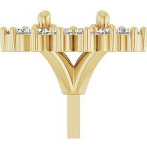 14K Geelgoud 7x5 mm Ovaal 1/5 CTW Natuurlijke Diamant  Semi-Gezet Zetkop met stift