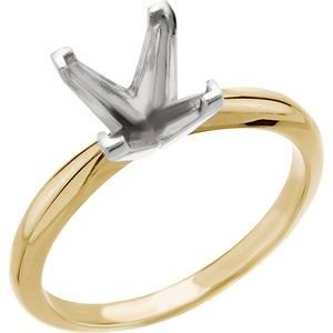 14K Geel/Witgoud 10 mm Princess 4-Prong V-Prong Solitair Verlovings Ring Montuur