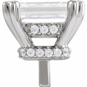 14K Witgoud 8.5x6.5 mm Emerald 4-Prong Double-Claw Hidden Halo-stijl Zetkop met stift
