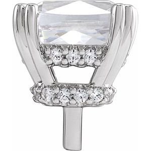 14K Witgoud 8.5x7 mm Elongated Cushion 4-Prong Double-Claw Hidden Halo-stijl Zetkop met stift