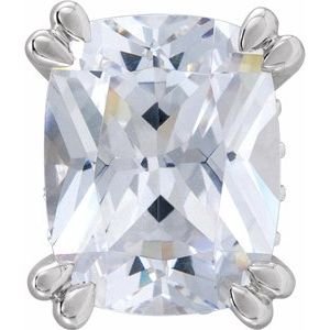 14K Witgoud 8x6.5 mm Elongated Cushion 4-Prong Double-Claw Hidden Halo-stijl Zetkop met stift - Afbeelding 2