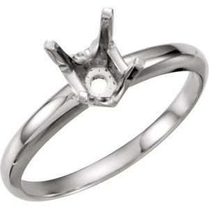 14K Witgoud 7.3-7.7 mm Rond 4-Prong Lichtgewicht Solitair Verlovings Ring Montuur