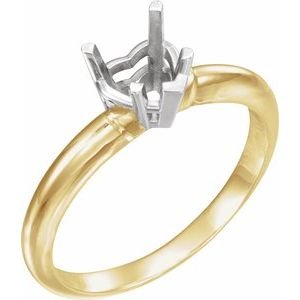 14K Geel/Witgoud 7x7 mm Hart Solitair Ring Montuur