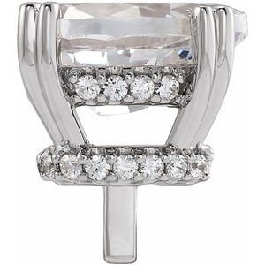 14K Witgoud 12x7.5 mm Peer 4-Prong Double-Claw Hidden Halo-stijl Zetkop met stift