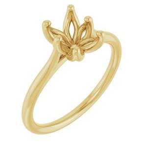 14K Geelgoud 7x5 mm Emerald Solitair Verlovings Ring Montuur