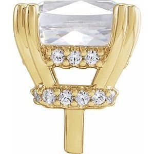 14K Geelgoud 9x7 mm Elongated Cushion 1/5 CTW Natuurlijke Diamant Semi-Gezet Hidden Halo-stijl Zetkop met stift