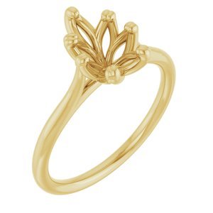 14K Geelgoud 9x6 mm Peer Verlovings Ring Montuur
