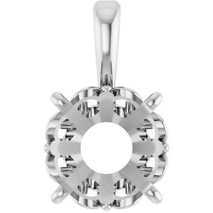 14K Witgoud 8.5 mm Rond 4-Prong Flora Hanger Montuur