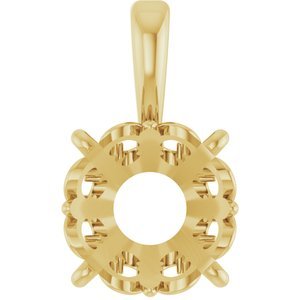 14K Geelgoud 8.5 mm Rond 4-Prong Flora Hanger Montuur