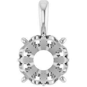 14K Witgoud 9.5 mm Rond 4-Prong Flora Hanger Montuur