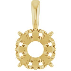 14K Geelgoud 11 mm Rond 4-Prong Flora Hanger Montuur