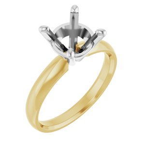 14K Geel/Witgoud 8.6 mm Rond Solitair Verlovings Ring Montuur
