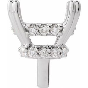 14K Witgoud 8x6.5 mm Elongated Cushion 1/8 CTW Lab-grown Diamant Semi-Gezet Hidden Halo-stijl Zetkop met stift