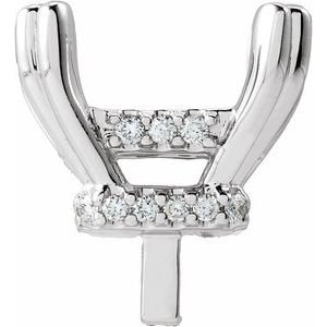 14K Witgoud 9.5x7 mm Emerald 1/5 CTW Lab-grown Diamant Semi-Gezet Hidden Halo-stijl Zetkop met stift