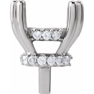 14K Witgoud 8.7x5.5 mm Peer 1/8 CTW Natuurlijke Diamant Semi-Gezet Hidden Halo-stijl Zetkop met stift