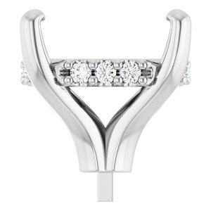 14K Witgoud 10x8 mm Elongated Cushion .08 CTW Natuurlijke Diamant Semi-Gezet Zetkop met stift