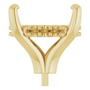 14K Geelgoud 10x8 mm Elongated Cushion 4-Prong Hidden Halo-stijl Zetkop met stift