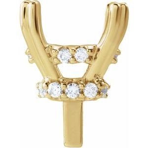 14K Geelgoud 7x7 mm Cushion 1/8 CTW Natuurlijke Diamant Semi-Gezet Hidden Halo-stijl Zetkop met stift