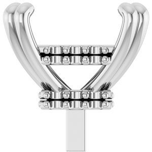 14K Witgoud 6.5x6.5 mm Princess 4-Prong Hidden Halo-stijl Zetkop met stift