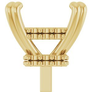 14K Geelgoud 6x6 mm Princess 4-Prong Hidden Halo-stijl Zetkop met stift