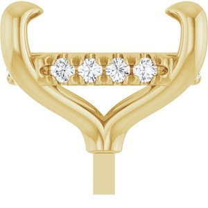 14K Geelgoud 10x8 mm Elongated Cushion .08  CTW Natuurlijke Diamant Semi-Gezet Hidden Halo-stijl Zetkop met stift