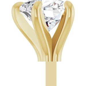 14K Geelgoud 5.5 mm Hart 5-Prong Pre-Notched Claw Zetkop met stift - Afbeelding 4