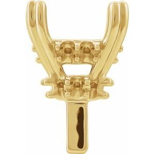 14K Geelgoud 5.5x5.5 mm Cushion 4-Prong Double-Claw Hidden Halo-stijl Zetkop met stift