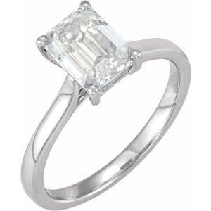 14K Witgoud 7x5 mm Emerald Solitair Verlovings Ring Montuur - Afbeelding 3
