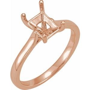 14K Roségoud 7x5 mm Emerald Solitair Verlovings Ring Montuur