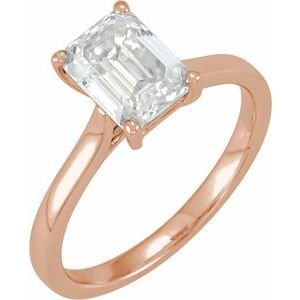 14K Roségoud 7x5 mm Emerald Solitair Verlovings Ring Montuur - Afbeelding 5