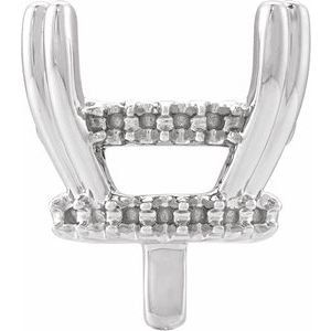 14K Witgoud 12x6 mm  Marquise 4-Prong Double-Claw Hidden Halo-stijl Zetkop met stift