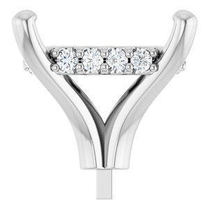 14K Witgoud 11x9 mm Elongated Cushion 1/8 CTW Natuurlijke Diamant Semi-Gezet Zetkop met stift