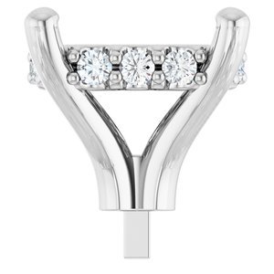 14K Witgoud 8x6 mm Elongated Cushion .08 CTW Natuurlijke Diamant Semi-Gezet Zetkop met stift