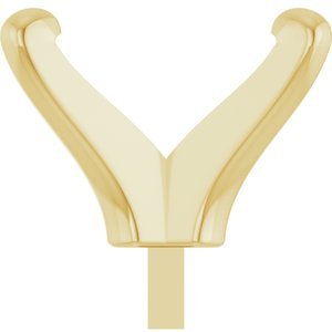 14K Geelgoud 9x7 mm Elongated Cushion 4-Prong Zetkop met stift