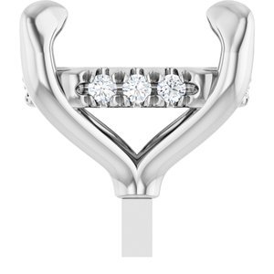 14K Witgoud 8x6 mm Elongated Cushion .04 CTW Natuurlijke Diamant Semi-Gezet Hidden Halo-stijl Zetkop met stift